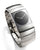 Bracelet de montre pour homme avec cadran noir et bracelet en métal argenté, boîtier rectangulaire