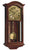 Horloge murale couleur noyer avec boîtier en bois et pendule apparente, cadran romain