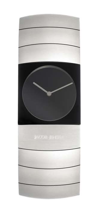 Montre Jacob Jensen Linear 580 avec bracelet jonc argenté, cadran et aiguilles noirs