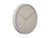Horloge murale, bordure gris chaud, cadran beige avec index et aiguilles dorés