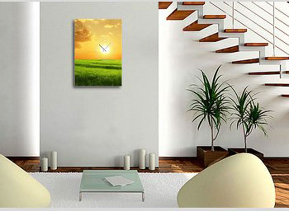 Horloge murale avec motif carré et cadre en aluminium, moderne
