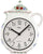 Horloge murale en céramique, cadran blanc avec aiguilles noires, décor floral