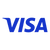 Visa Logo in Blau auf schwarzem Hintergrund.