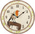 Horloge murale ronde avec motif d'oiseau, cadre marron et chiffres arabes sur cadran clair