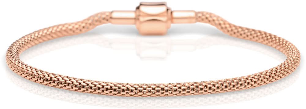 Bracelet rond en acier inoxydable avec chaîne à maillons plaquée or rose et fermoir, env. 19 cm