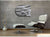 Horloge murale avec boîtier rond en aluminium, cadran gris et aiguilles claires