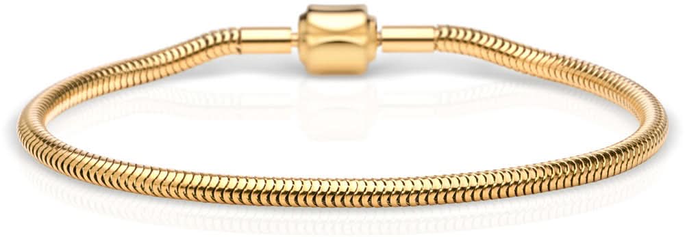 Bracelet en acier inoxydable, chaîne à maillons dorés avec fermoir, 210 mm