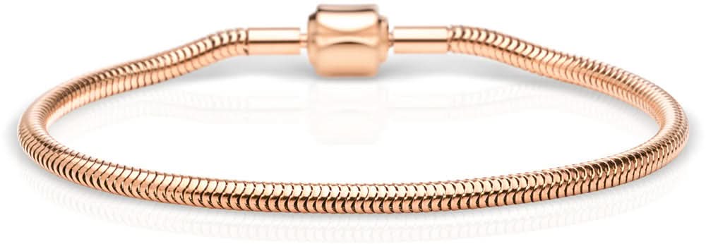 Edelstahl-Armband mit feiner Gliederkette und roségoldfarbenem Verschluss, 170 mm