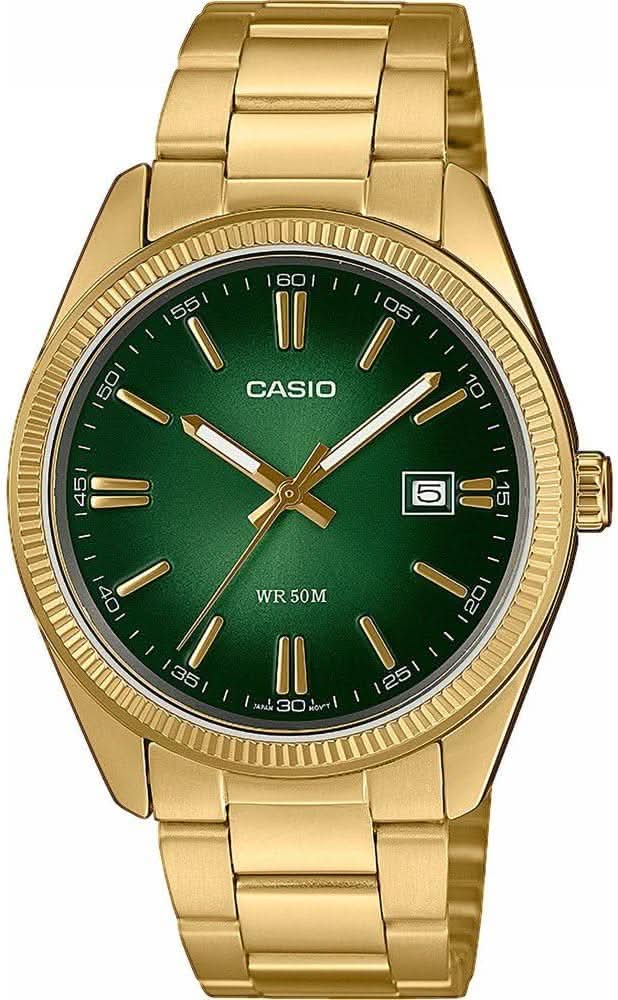 Casio Collection MTP-1302PGC-3AVEF Montre • Cadran vert • Finition or rose