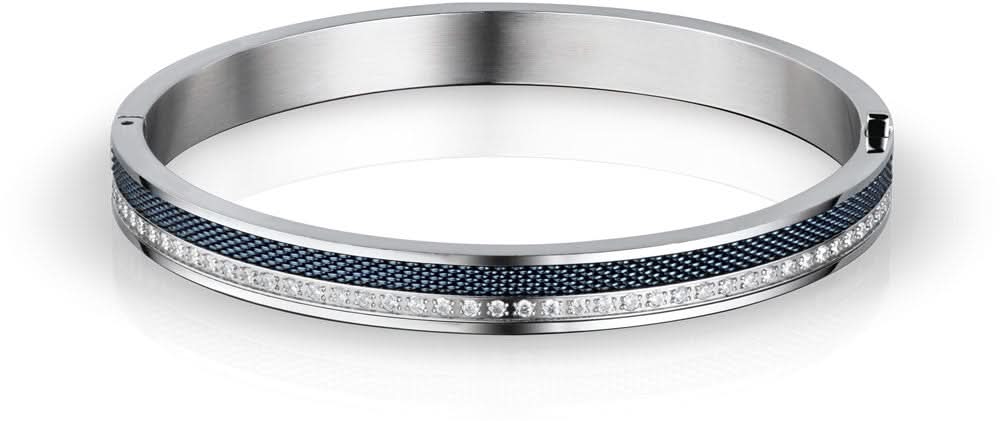 Bracelet en acier inoxydable avec insert sombre et fines rainures, 170 mm