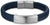 Bracelet en cuir tressé, bleu foncé, avec fermoir argenté et gravure Bering