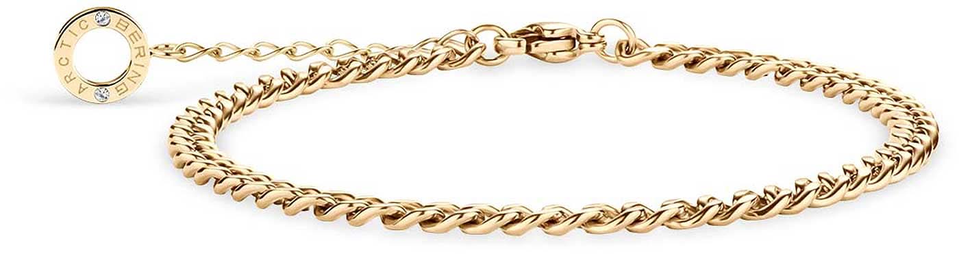 Bracelet chaîne gourmette avec médaille ronde et insert en verre, plaqué or jaune