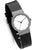 Montre Jacob Jensen pour femme, boîtier rond en titane, cadran blanc, bracelet noir perforé