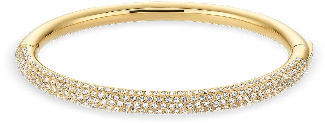 Goldfarbenes Armband aus Edelstahl mit Strasssteinen entlang der Kanten