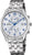 Bracelet de montre pour homme en acier inoxydable argenté avec cadran chronographe aux accents bleus