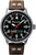 Montre pour homme Messerschmitt avec bracelet en cuir marron et cadran noir au design aéronautique
