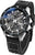 Herrenarmbanduhr mit silbernem Gehäuse, schwarzem Zifferblatt und schwarzem Lederarmband