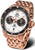 Montre chronographe pour homme avec bracelet en acier inoxydable plaqué or rose et cadran noir