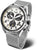 Montre pour homme : bracelet milanais argenté, cadran chronographe noir/blanc