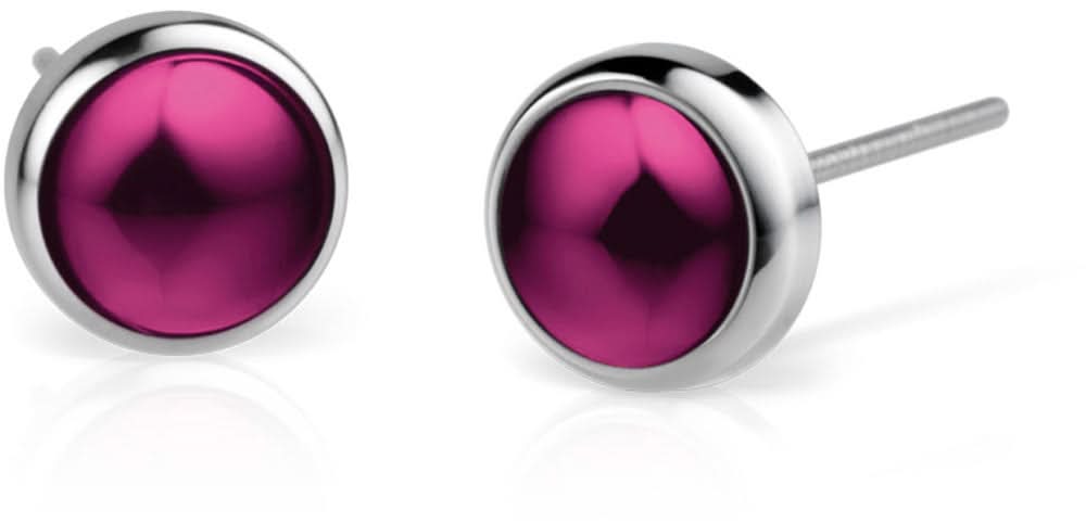 Bering boucles d'oreilles en acier inoxydable avec pierre violette ronde
