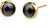 Clous d'oreilles en acier inoxydable avec insert rond noir dans un cadre doré, avec tige
