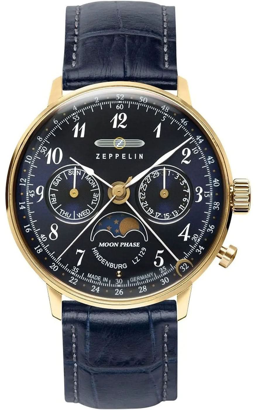Zeppelin LZ 129 Hindenburg 7039-2 Montre Femme • Phase Lunaire • Fabriquée en Allemagne