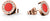 Boucles d'oreilles avec pierre rouge ronde et pierres scintillantes sur le bord, monture couleur or rose