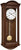 Horloge murale en bois avec cadran rond, tige de pendule dorée et boule de pendule