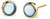 Clous d'oreilles ronds en acier inoxydable avec insert bleu et bordure dorée