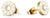 Boucles d'oreilles en acier inoxydable : clous d'oreilles dorés avec motif floral rond blanc