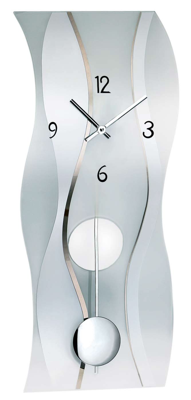 Horloge murale AMS 60x25x7 cm verre • Mouvement à quartz silencieux • Design moderne