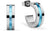 Créoles carrées en acier inoxydable avec pierres, Bering, avec insert bleu