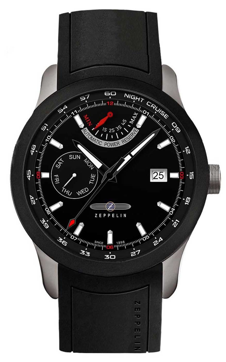 Montre bracelet pour homme avec cadran noir et date, bracelet noir, automatique.