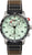 Herren-Chronographenarmbanduhr mit mintgrünem Zifferblatt, braunem Lederband