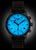 Herren-Chronographenarmbanduhr mit blauem Zifferblatt und dunklem Lederband