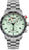 Montre homme avec bracelet en métal argenté, cadran blanc et lunette tachymètre