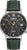 Montre pour femme avec bracelet en cuir vert, cadran noir et index cristaux scintillants