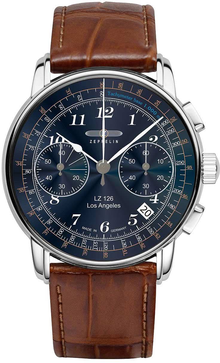 Montre pour homme Zeppelin LZ 126 Los Angeles 7614-3 • Fabriquée en Allemagne • Design vintage