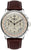 Montre homme avec bracelet en cuir marron, boîtier argenté et cadran blanc