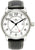 Montre bracelet homme Zeppelin : boîtier rond argenté, bracelet en cuir noir, cadran blanc avec GMT.