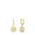 Boucles d'oreilles : pendantes rondes en zircone dorée avec un aspect rayon