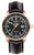 Montre homme avec cadran noir et bracelet en cuir noir, boîtier en or rose