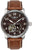 Montre Zeppelin pour homme avec cœur ouvert, bracelet en cuir marron et cadran sombre