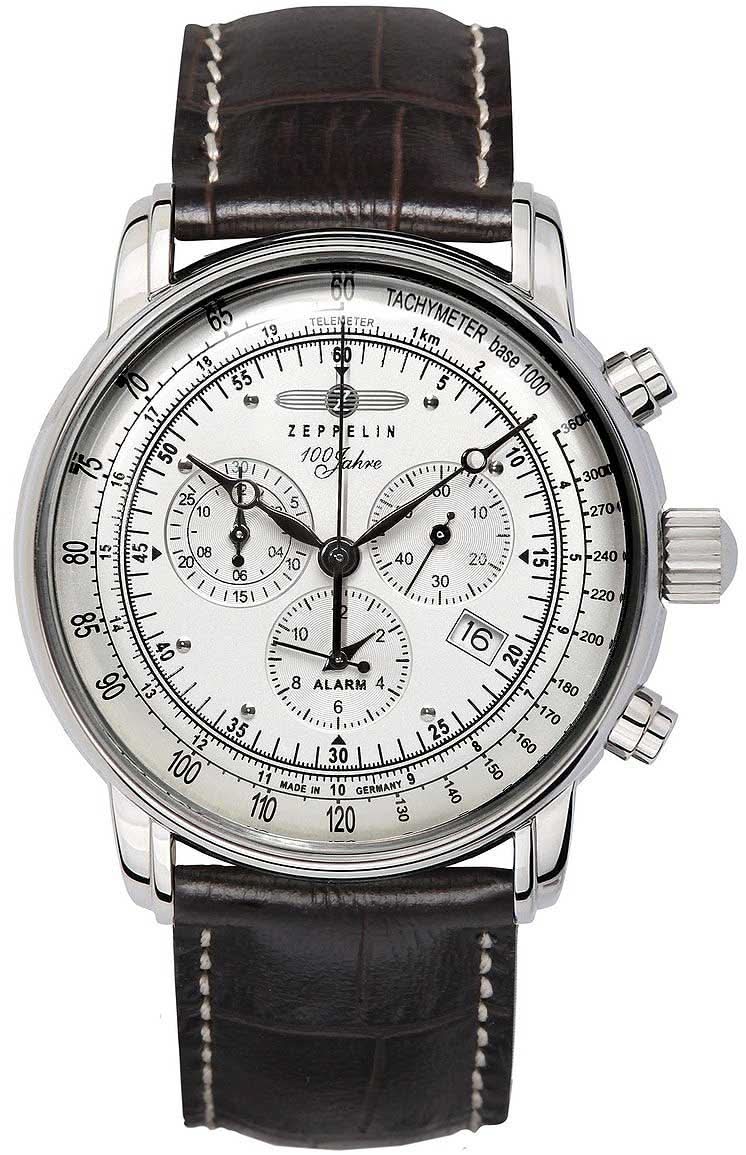 Zeppelin 100 Ans Zeppelin 7680M-1 Montre Homme • Fabriquée en Allemagne • Chronographe avec Alarme