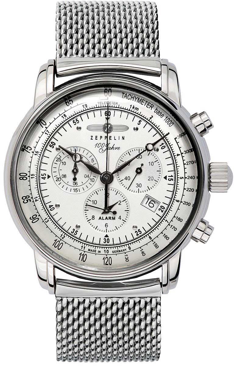 Montre chronographe pour homme avec bracelet en métal et cadran argenté
