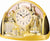 Horloge de table dorée avec cloche en verre, cadran rond et socle doré
