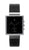 Bracelet de montre rectangulaire pour homme Jacob Jensen, cadran noir et bracelet en cuir noir