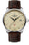 Bracelet de montre pour homme avec bracelet en cuir marron, cadran beige et lunette en acier
