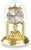 Horloge de table en laiton avec cadran rond, aiguilles dorées et pendule visible