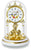 Horloge de table en laiton avec boîtier blanc, cadran rond à chiffres romains et fleurs